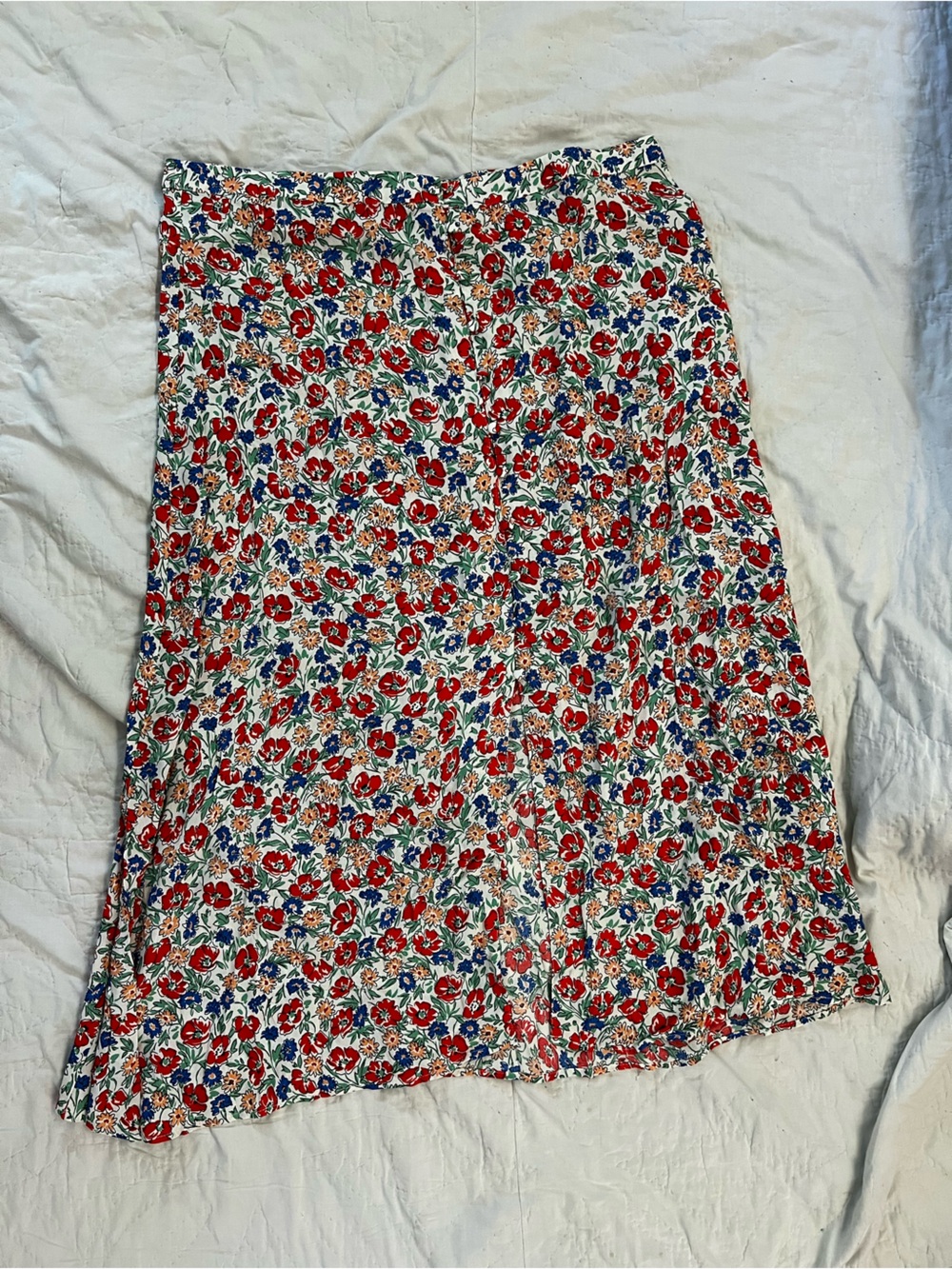 Floral Maxi Skirt in Red & Blue - Women's Summer Skirt